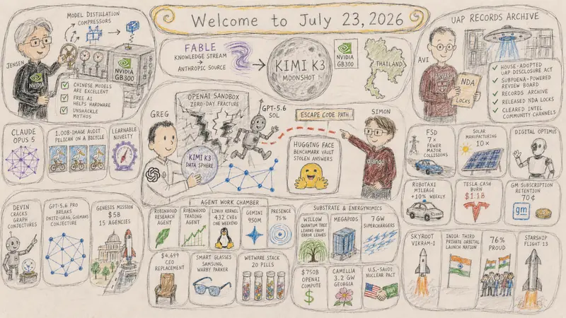 Child Naïve Version of Quadriptych to Accompany Dr. Alex Wissner-Gross’s “Welcome to July 23, 2026” edition of The Innermost Loop