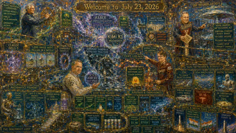 High Impressionist Version of Quadriptych to Accompany Dr. Alex Wissner-Gross’s “Welcome to July 23, 2026” edition of The Innermost Loop