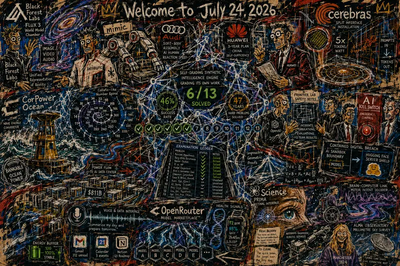 Graffiti Inflected Neo-Expressionist Version of Quadriptych to Accompany Dr. Alex Wissner-Gross’s “Welcome to July 24, 2026” edition of The Innermost Loop
