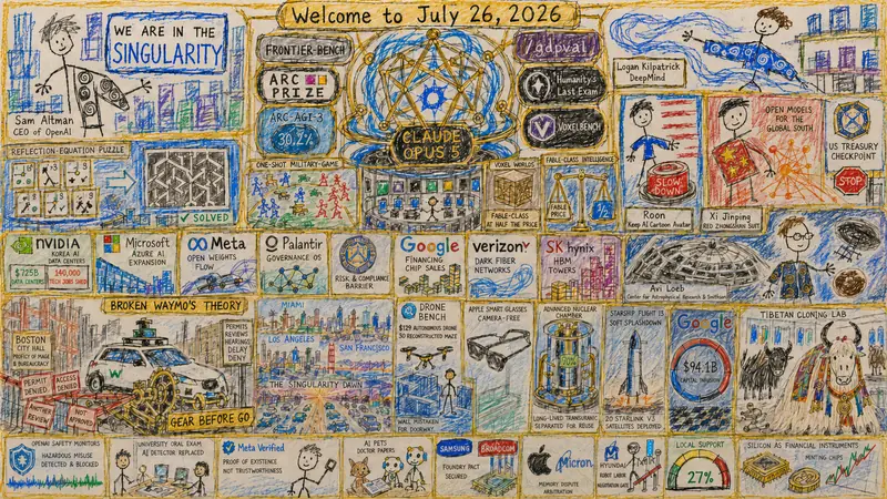 Child Naïve Version of Quadriptych to Accompany Dr. Alex Wissner-Gross’s “Welcome to July 26, 2026” edition of The Innermost Loop