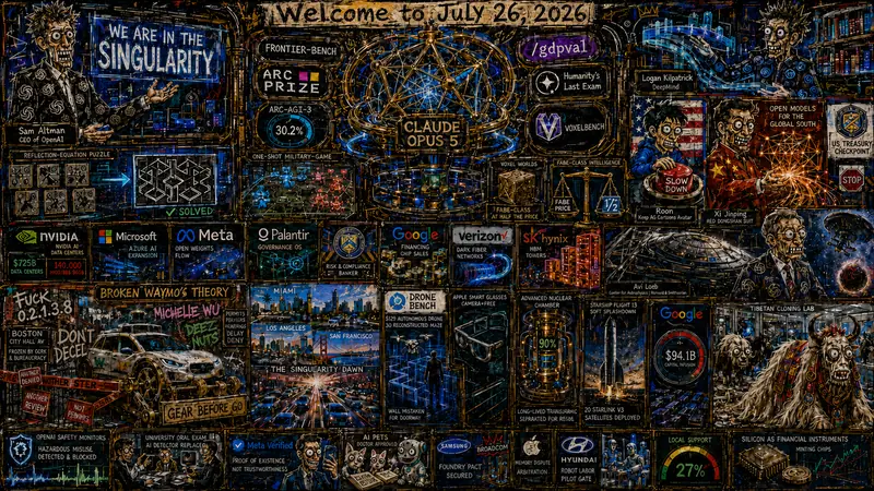 Graffiti Inflected Neo-Expressionist Version of Quadriptych to Accompany Dr. Alex Wissner-Gross’s “Welcome to July 26, 2026” edition of The Innermost Loop