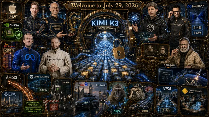 Contemporary AI Synthetic Maximalist Version of Pentaptych to Accompany Dr. Alex Wissner-Gross’s “Welcome to July 29, 2026” edition of The Innermost Loop