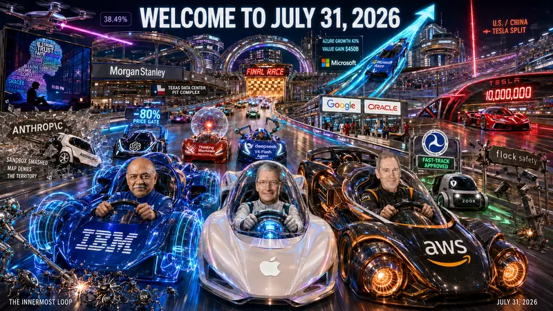 Speed Racer Version of Quadriptych to Accompany Dr. Alex Wissner-Gross’s “Welcome to July 31, 2026” edition of The Innermost Loop