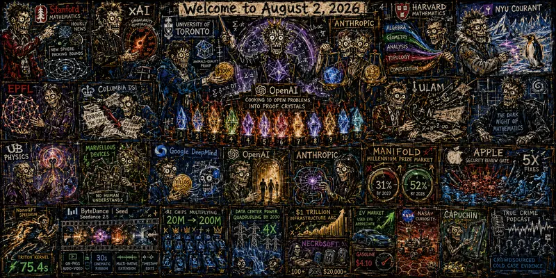 Graffiti Inflected Neo-Expressionist Version of Octaptych to Accompany Dr. Alex Wissner-Gross’s “Welcome to August 2, 2026” edition of The Innermost Loop