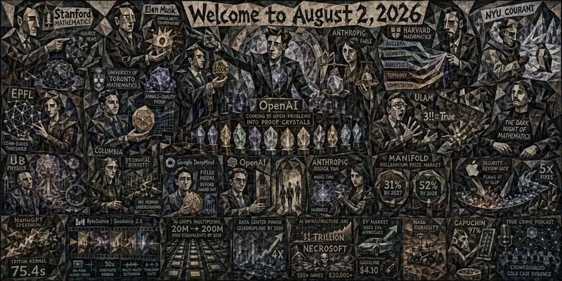 Cubist Version of Octaptych to Accompany Dr. Alex Wissner-Gross’s “Welcome to August 2, 2026” edition of The Innermost Loop
