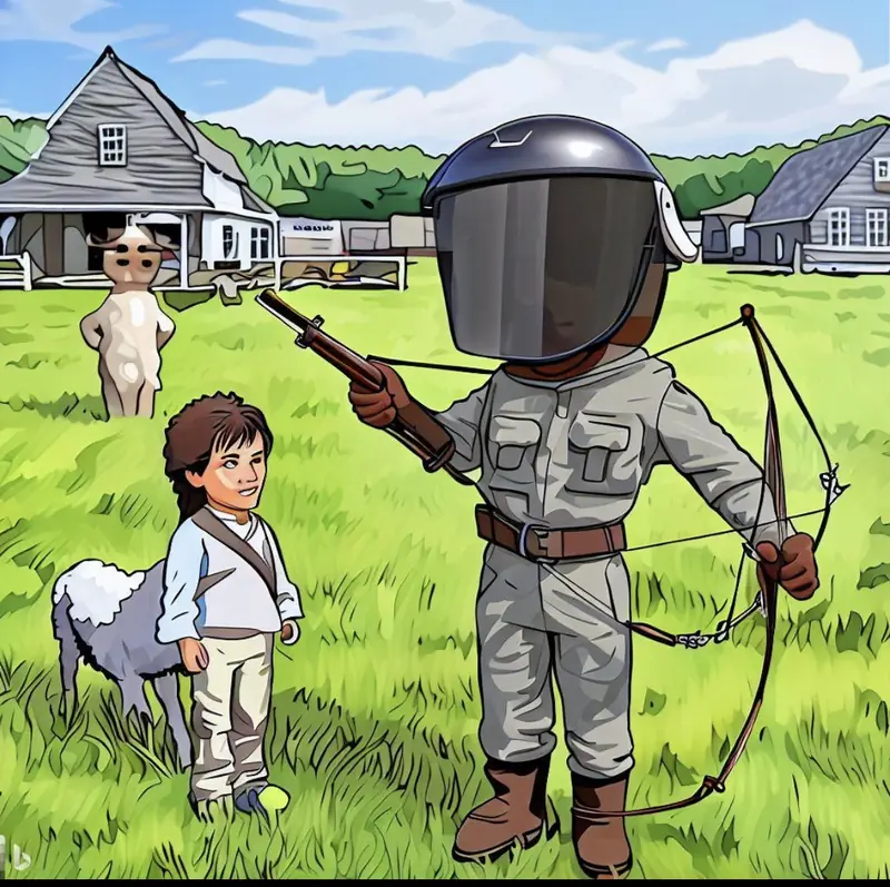 The Armored Guardian and the Young Archer with the Woolly Beast