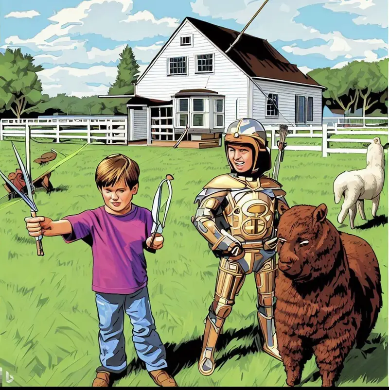 The Armored Guardian and Young Archer on Patrol