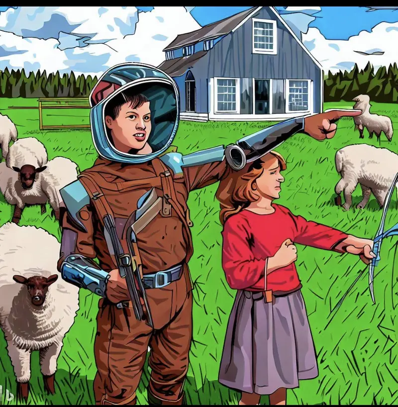 The Patrol of the Armored Guardian, the Boy, and the Woolly Beast in the Valley